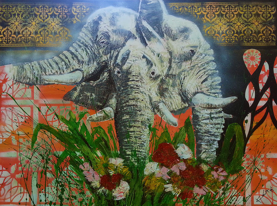 Elephant Painting - Three Kingdoms by King Sophaphone