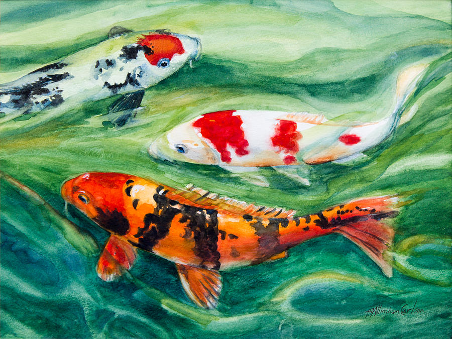 Three Koi Painting by Patricia Allingham Carlson