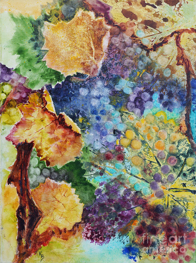 Three Leaves Painting by Karen Fleschler
