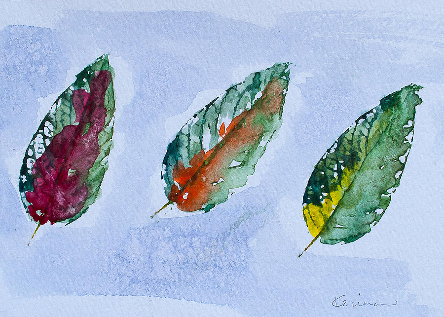 Three Leaves Painting by Kerima Swain