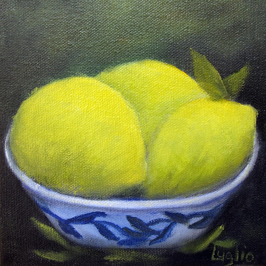 Three Lemons Painting by Loretta Luglio