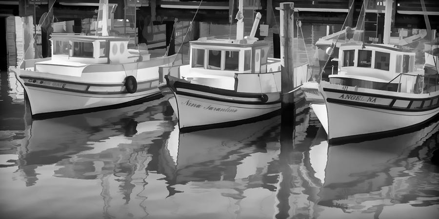 Three Little Boats Black and White Photograph by Scott Campbell