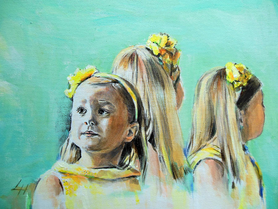 Three Little Dutch Princesses Painting by Lucia Hoogervorst