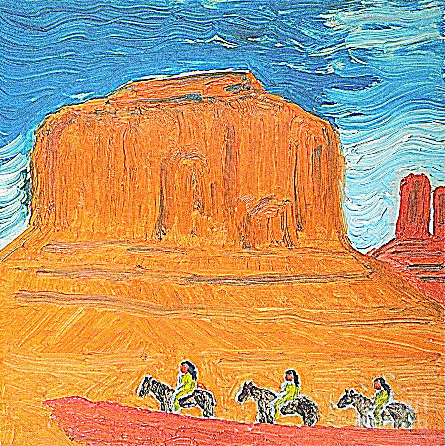 Three Little Native Americans 1 Painting by Richard W Linford