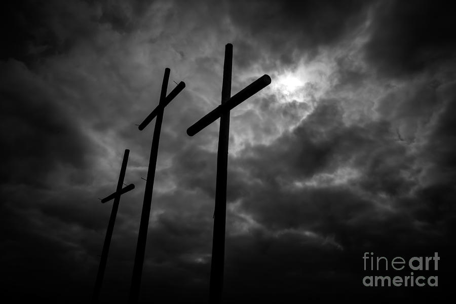 Three Lonely Crosses in the Mississippi Delta Photograph by T Lowry Wilson