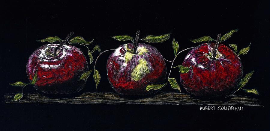 Apples Painting - Three Macs by Robert Goudreau Apples Painting - Three Macs by Robert Goudreau