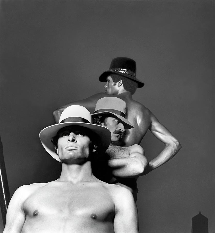 Three Male Models Wearing Designer Hats Photograph by Owen Brown
