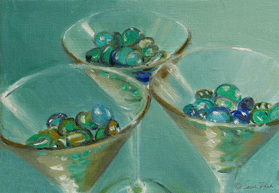 Three Martini Glasses With Jewels Painting