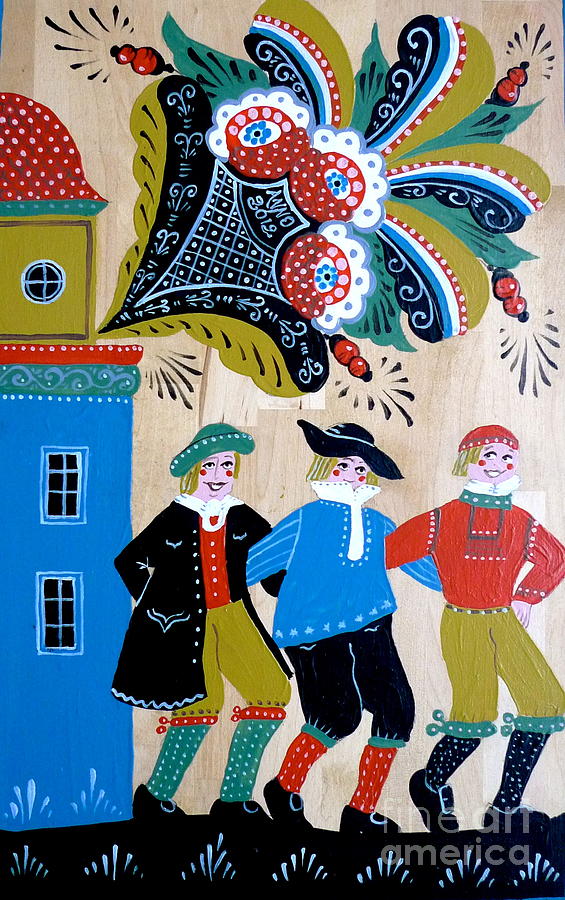 Three Men Dancing Painting by Leif Sodergren