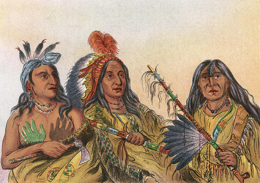 Three Men Of The Sioux  People Drawing  by Mary Evans 