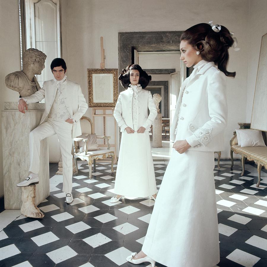 Three Models Including Marisa Berenson Wearing Photograph by Henry Clarke