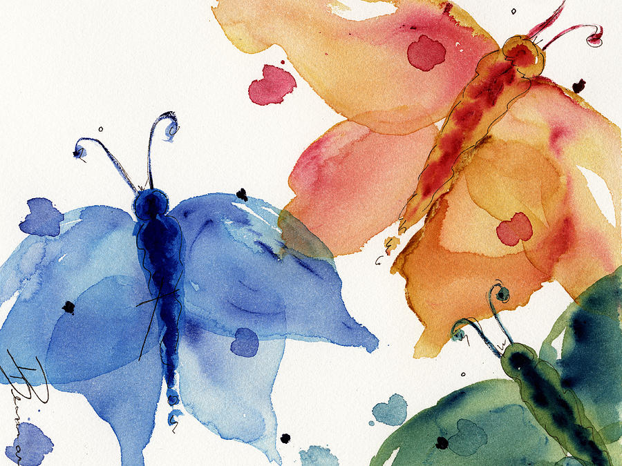 Three Moths Painting by Dawn Derman