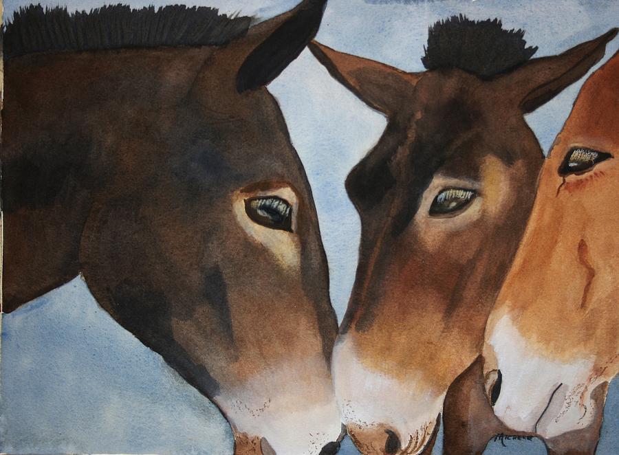 Three Mules Painting by Michele Turney