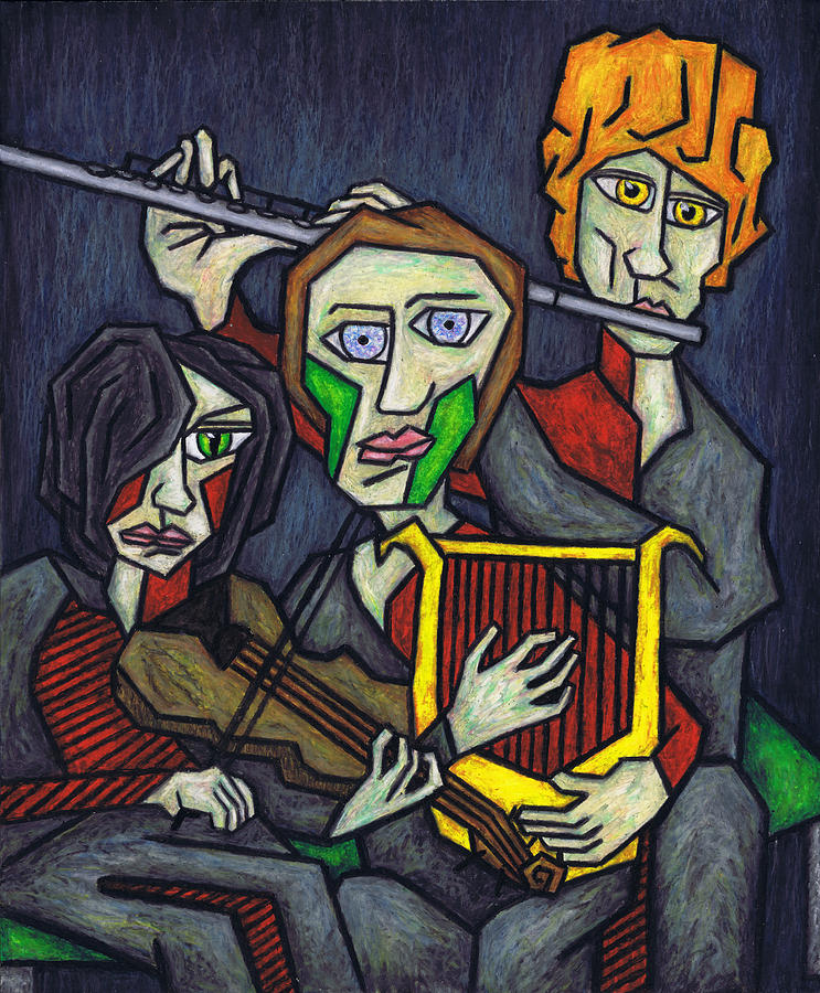 Musician Painting - Three Musicians by Kamil Swiatek