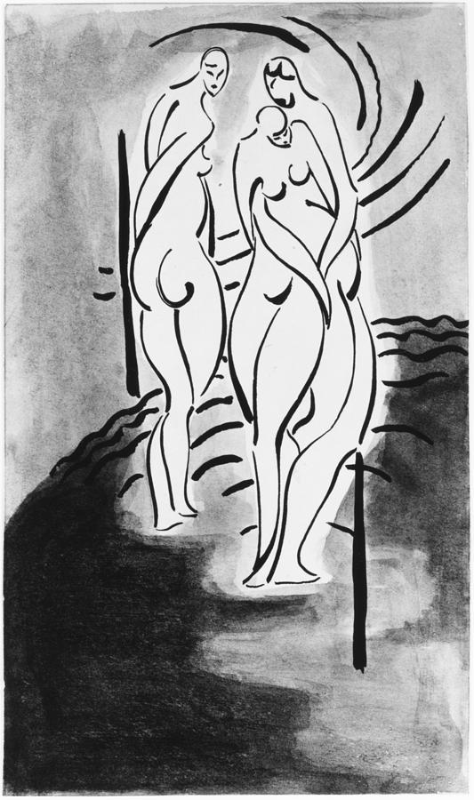Flannagan Drawing - Three Nudes by John Bernard Flannagan