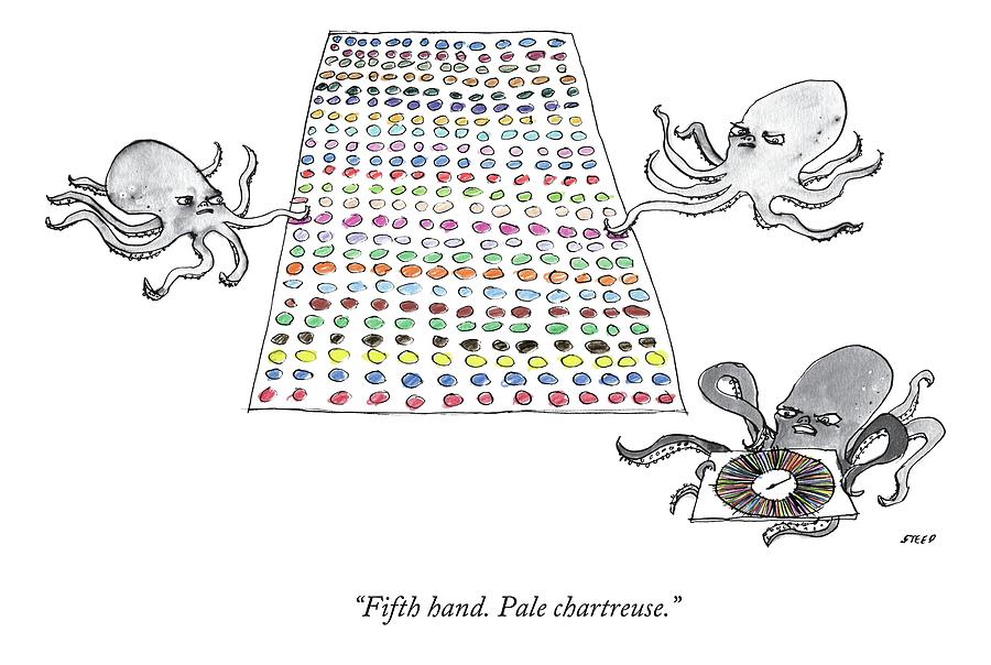 Three Octopi Play Twister On A Giant Mat Drawing by Edward Steed