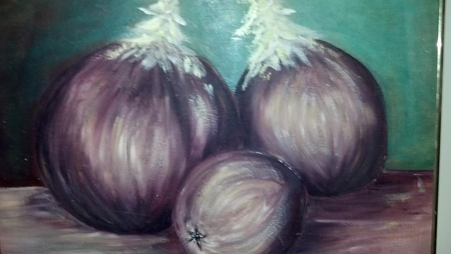Three Onions Painting by Richard Benson