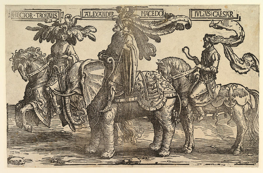 Three Pagan Heroes Hector Alexander Julius Caesar Drawing by Lucas van Leyden