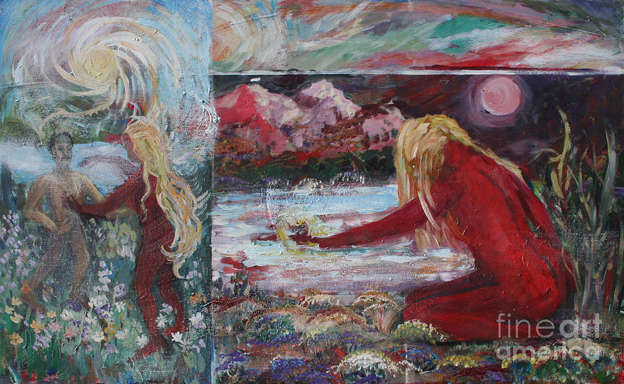 Weird Nude Painting - Three Panel Nude by Avonelle Kelsey Weird Nude Painting - Three Panel Nude by Avonelle Kelsey