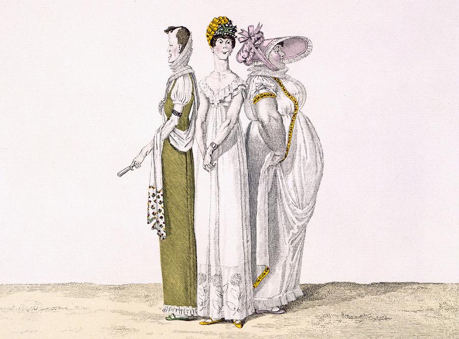 Fashion Drawing - Three Parisian Graces, Plate 16 From Le by French School