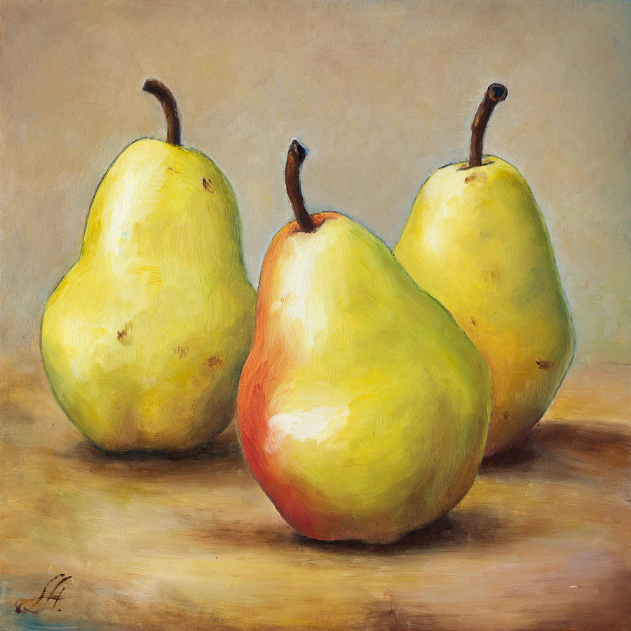 Pear Painting - Three Pears by Anna Abramskaya