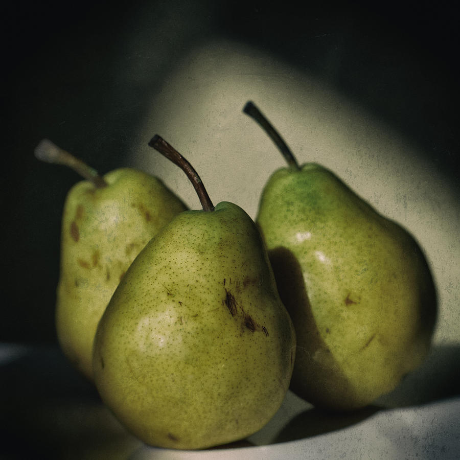 Three Pears Green Photograph by Steve Stephenson