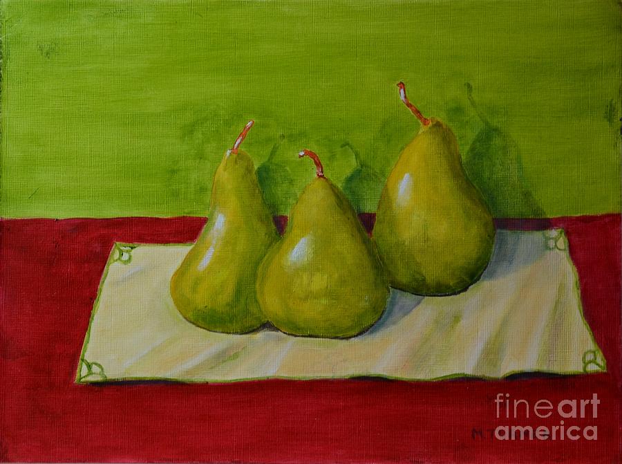 Three Pears Painting by Melvin Turner
