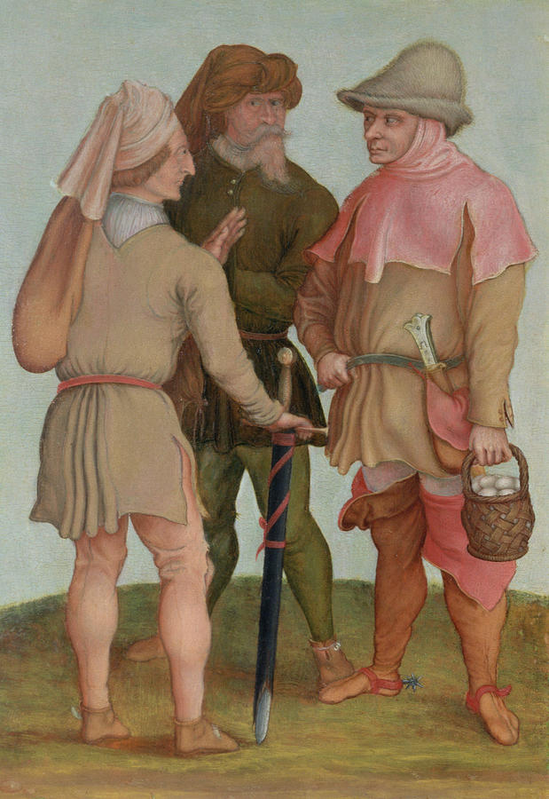 Conversation Photograph - Three Peasants, 16th Or 17th Century Oil On Panel by Albrecht Durer