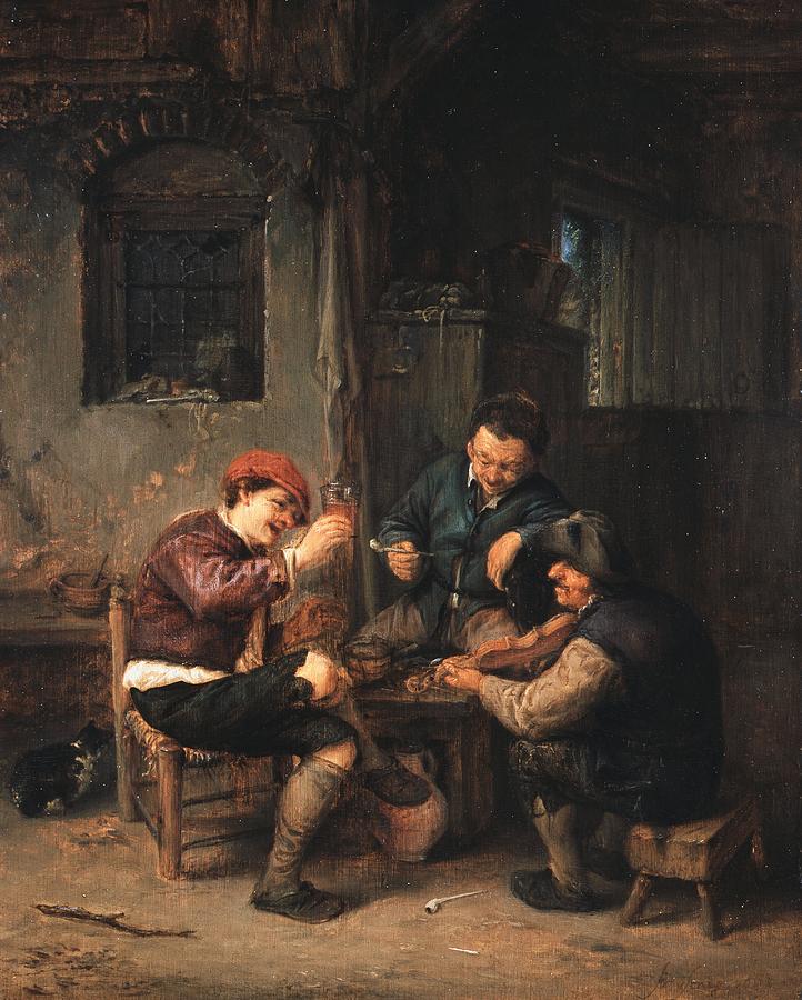 Three Peasants at an Inn Painting by Adriaen van Ostade - Fine Art America