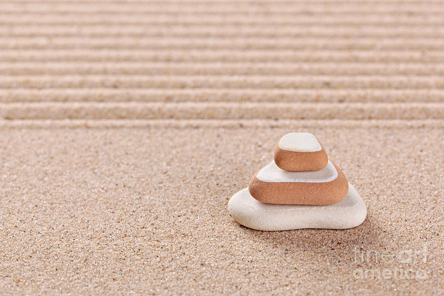 Three Pebble Stack Zen Garden Photograph By Richard Thomas