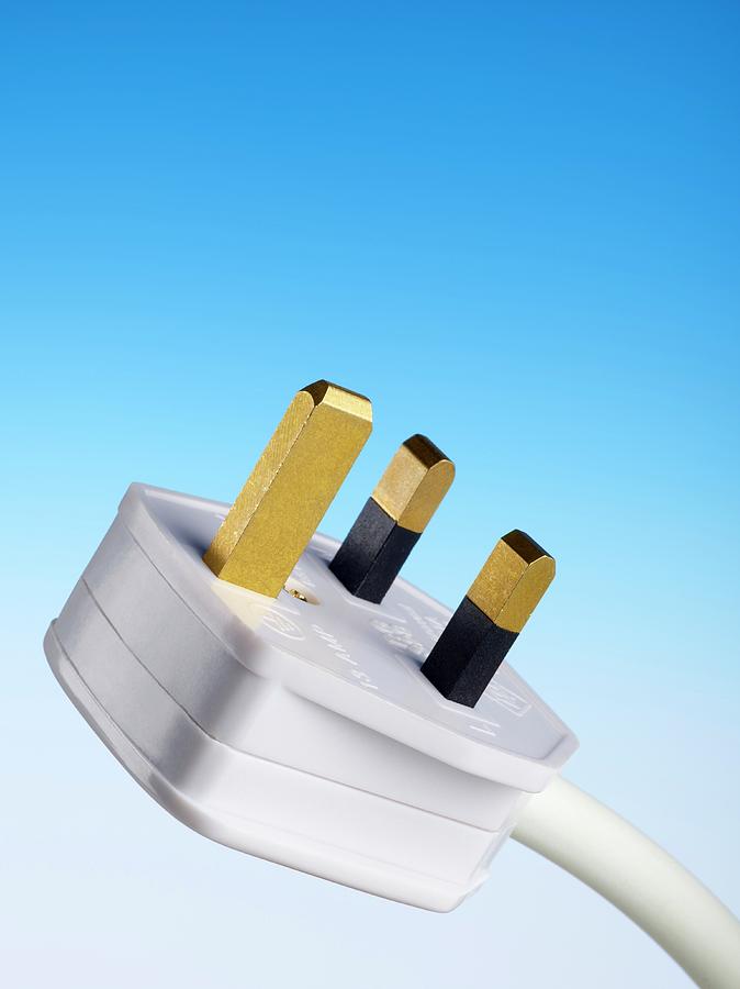 Three-pin Electrical Plug Photograph by Science Photo Library
