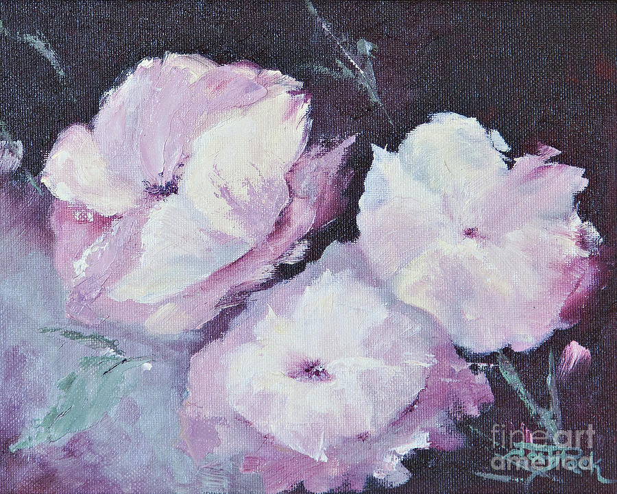 Abstract Painting - Three Pink Roses by Jan Black