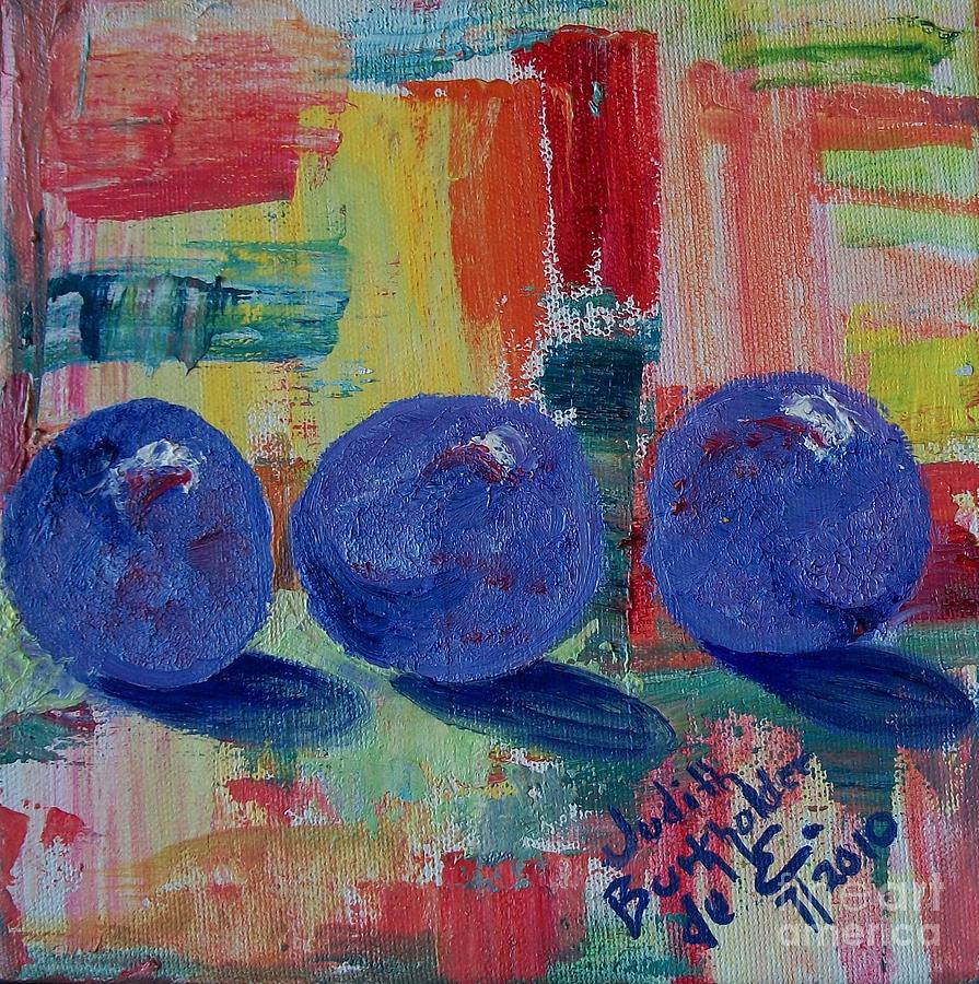 Three Plumcots - SOLD Painting by Judith Espinoza