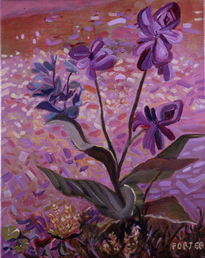 Flower Painting - Three Purple Flowers by Sally Porter