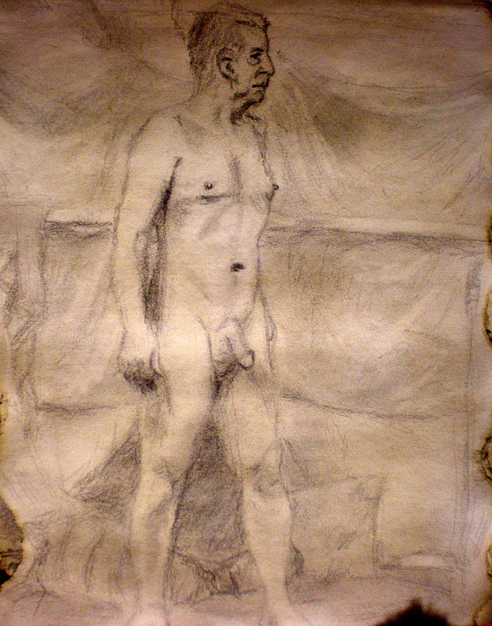 Nude Drawing - Three Quarter Male by Steve Spagnola