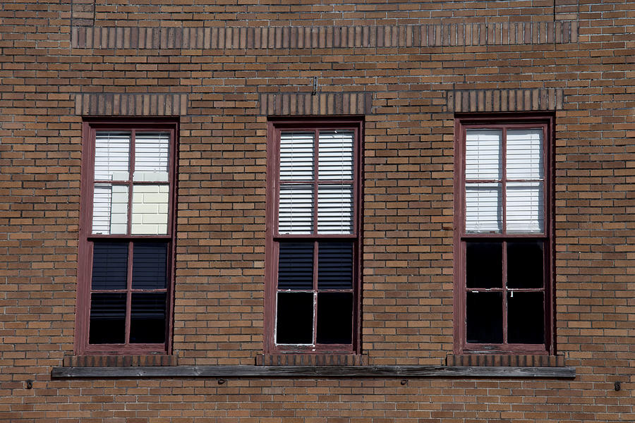 Architecture Photograph - Three Rectangular Windows by Heather Reeder