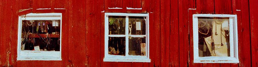 Three Red Barn Windows Photograph by Daniel Thompson