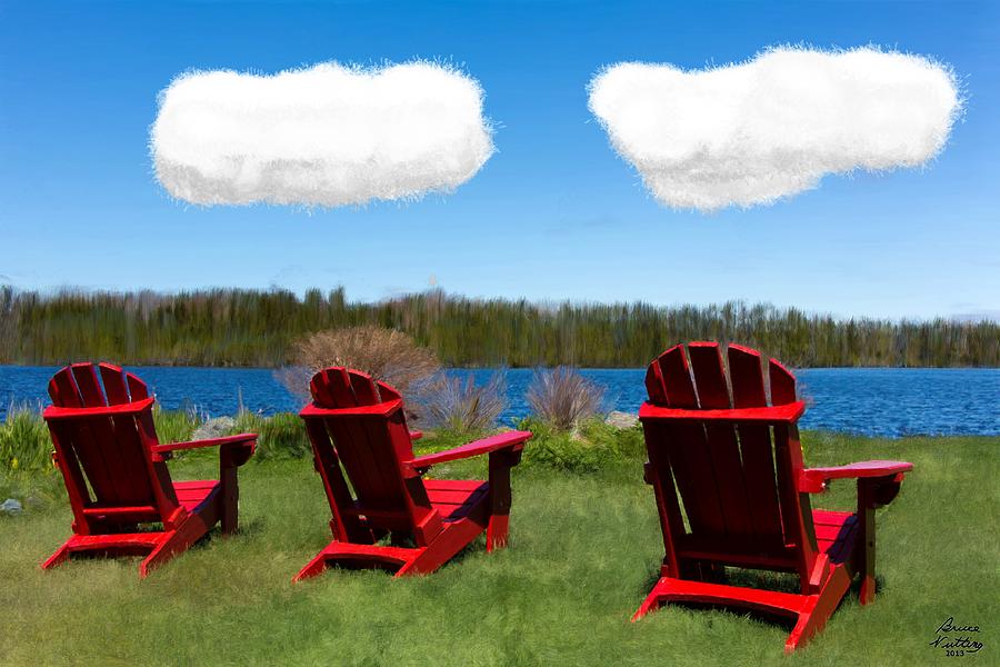 Three Red Chairs Painting by Bruce Nutting