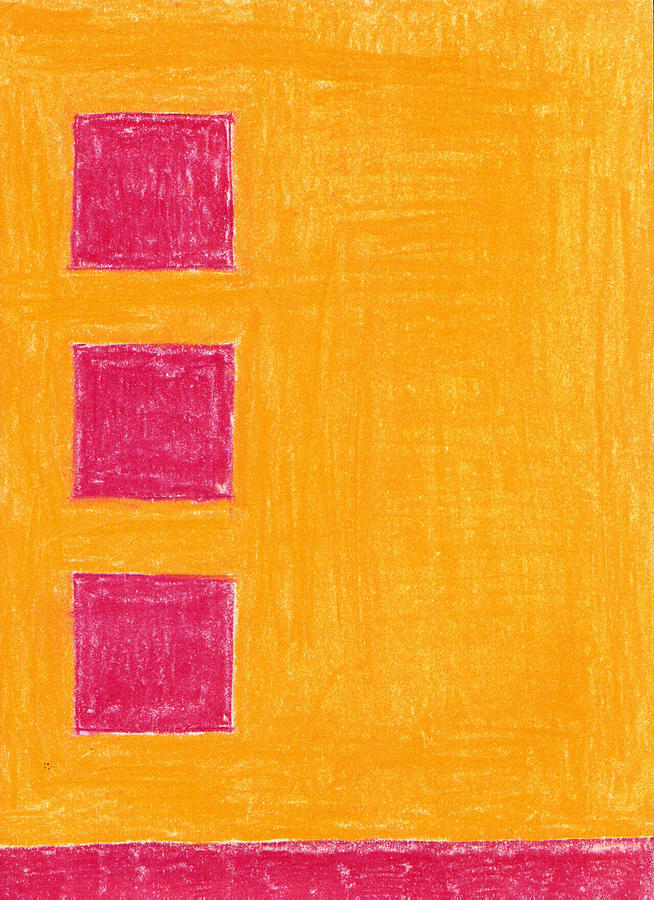 Three Red Squares Pastel by Eric Forster