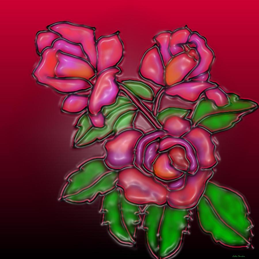 Three Roses Digital Art by Latha Gokuldas Panicker