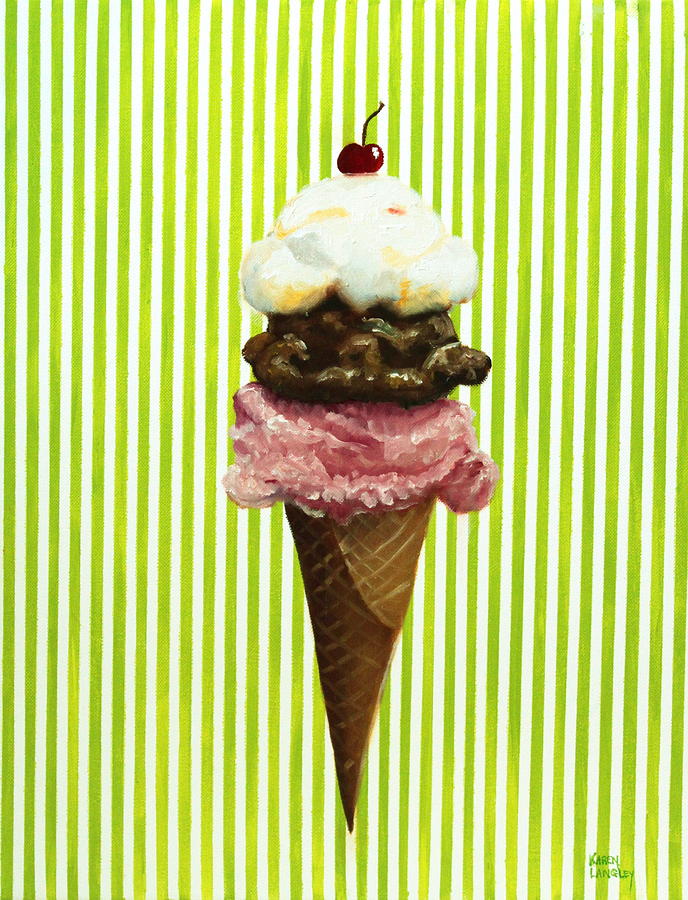 Ice Cream Painting - Three Scoops by Karen Langley