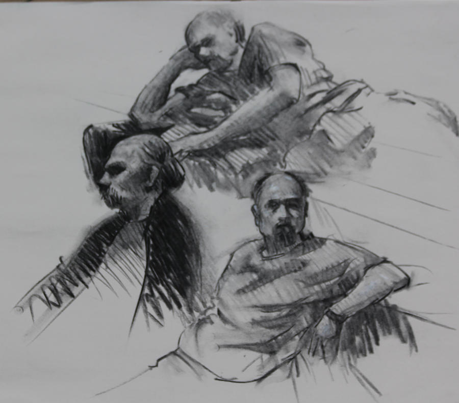 Art Galleries Drawing - Three sides of Adam by Ernest Principato
