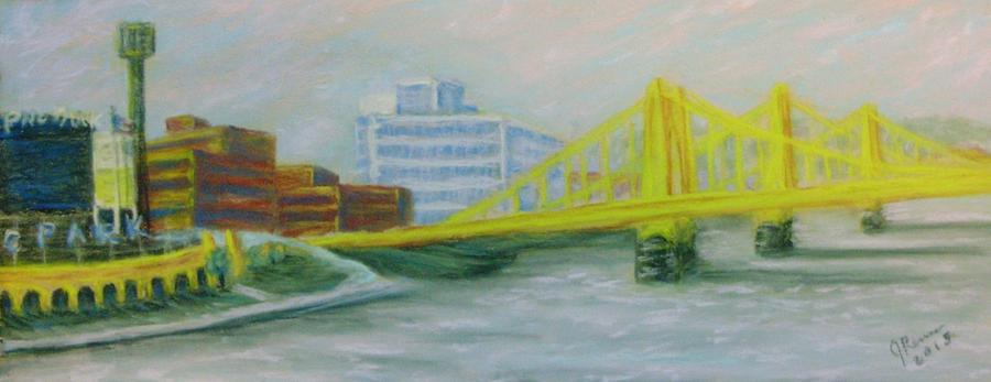 Pittsburgh Pirates Pastel - Three Sisters at PNC Park by Joann Renner
