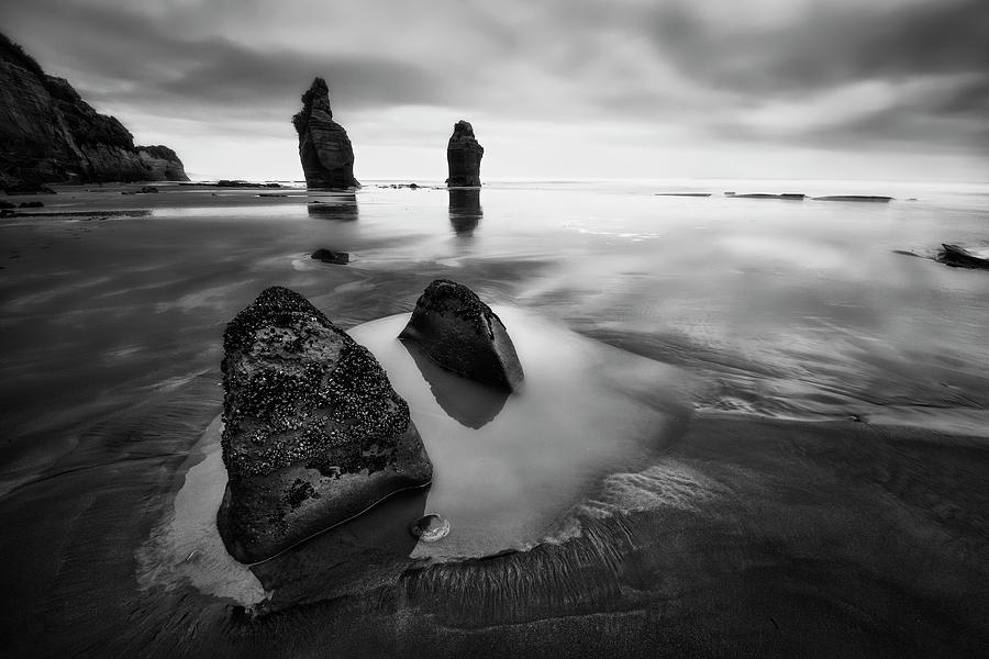 Black And White Photograph - Three Sisters Beach by Yan Zhang