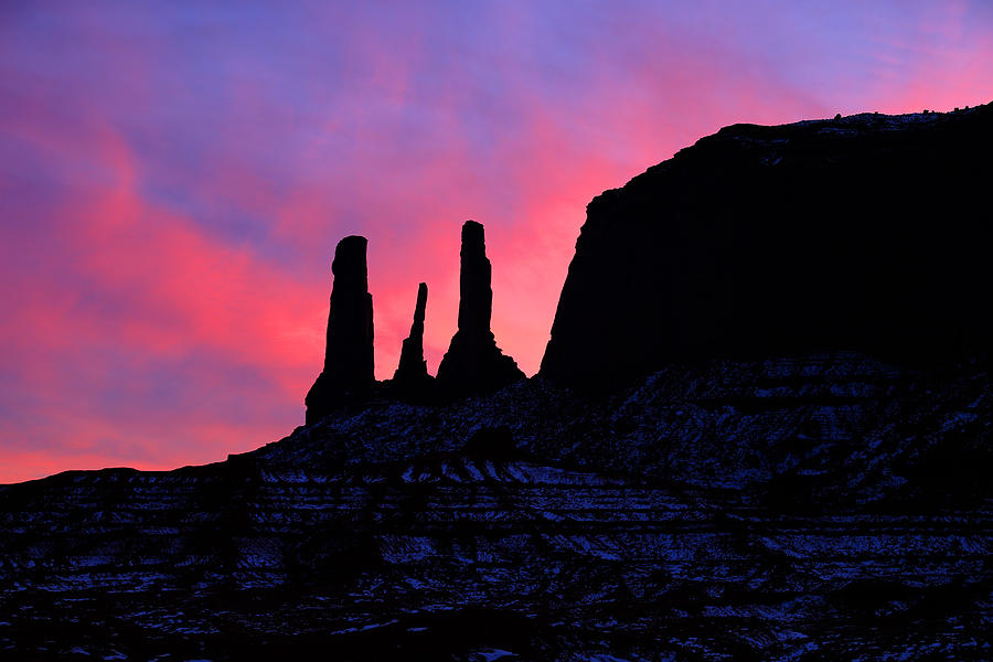Three Sisters of Monument Valley Photograph by Kim French
