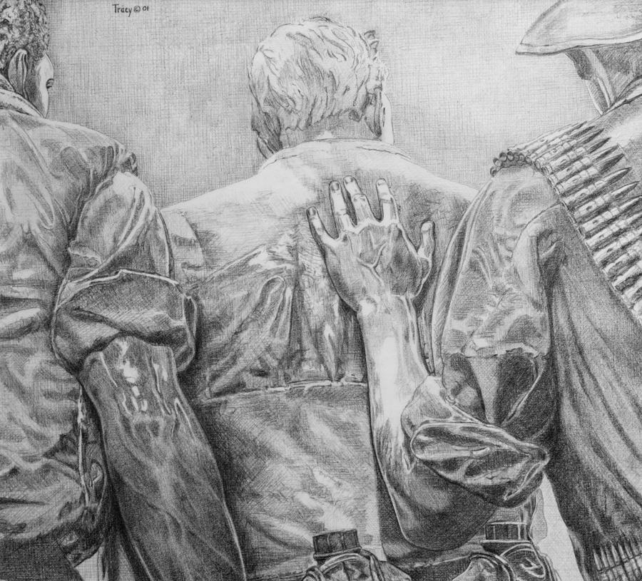 Three Soldiers Drawing by Robert Tracy