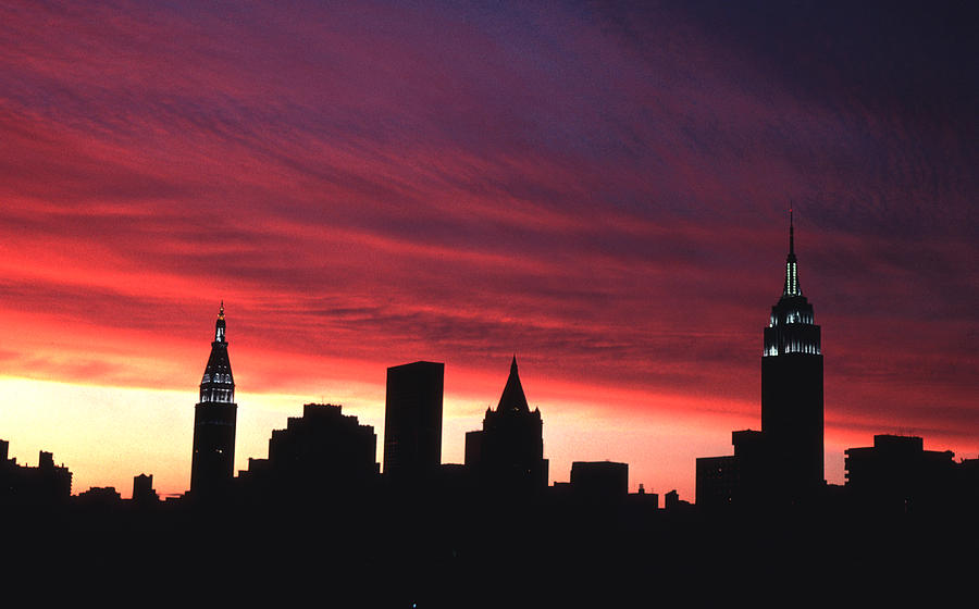 Three Spires Fiery Manhattan Sunset Photograph by Tom Wurl