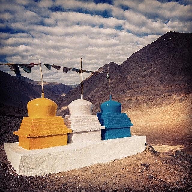 Chorten Photograph - Three Stupa by Hitendra SINKAR