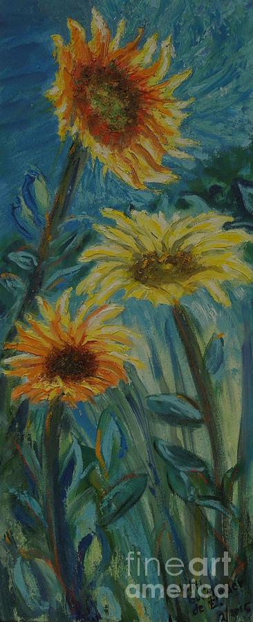 Three Sunflowers - Sold Painting by Judith Espinoza