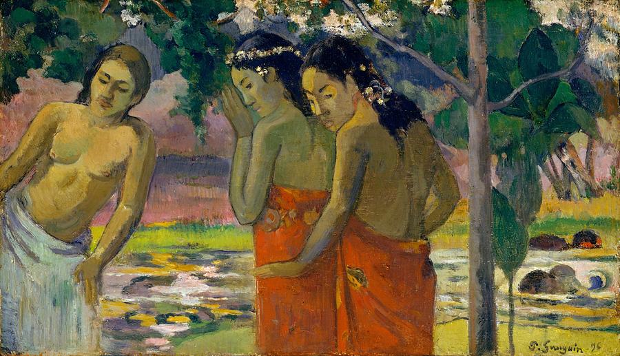 Impressionism Painting - Three Tahitian Women by Paul Gauguin